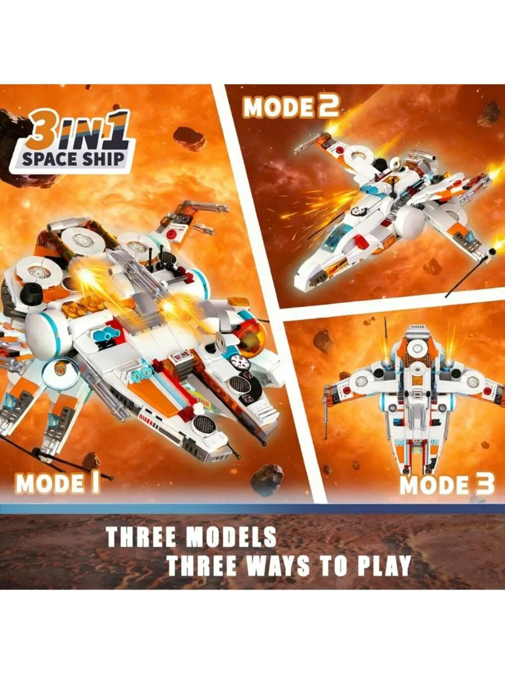 3-in-1 Space Vehicle Building Set | Creative STEM Toy for Kids 8+ | Drone